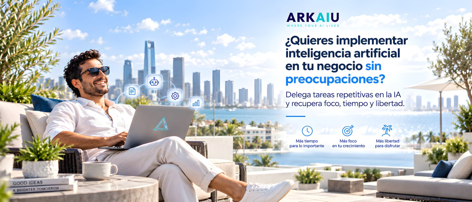 Profesional usando Arkaiu con calma y foco